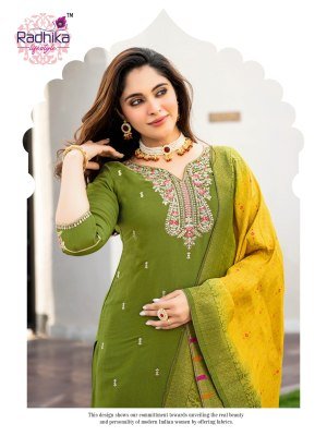 RADHIKA Life Style HALDI MEHNDI Vol-1 Meronika Chiffon  Kurti Pant Dupatta Set kurti pant with dupatta Catalogs