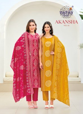 RADHIKA Lifestyle AKANSHA Vol-1 Heavy Vertican Foil Print 3-Piece Suit 