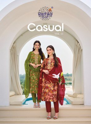 RADHIKA Lifestyle CASUAL Vol-11 Heavy Rayon Foil Print 3-Piece Suit Set 