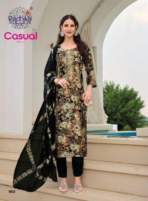 RADHIKA Lifestyle CASUAL Vol-11 Heavy Rayon Foil Print 3-Piece Suit Set kurti pant with dupatta Catalogs