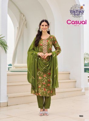 RADHIKA Lifestyle CASUAL Vol-11 Heavy Rayon Foil Print 3-Piece Suit Set kurti pant with dupatta Catalogs