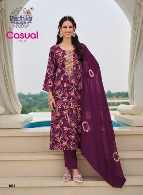 RADHIKA Lifestyle CASUAL Vol-11 Heavy Rayon Foil Print 3-Piece Suit Set kurti pant with dupatta Catalogs