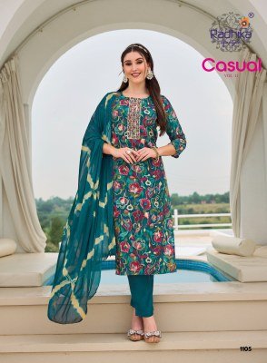RADHIKA Lifestyle CASUAL Vol-11 Heavy Rayon Foil Print 3-Piece Suit Set kurti pant with dupatta Catalogs