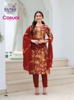 RADHIKA Lifestyle CASUAL Vol-11 Heavy Rayon Foil Print 3-Piece Suit Set kurti pant with dupatta Catalogs