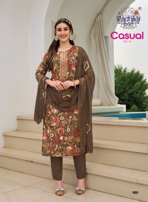 RADHIKA Lifestyle CASUAL Vol-11 Heavy Rayon Foil Print 3-Piece Suit Set kurti pant with dupatta Catalogs