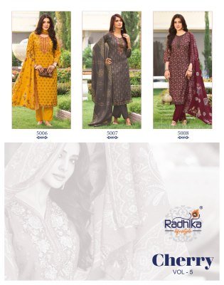 RADHIKA Lifestyle CHERRY Vol-5 Modal Embroidery Top Pant Dupatta Set kurti pant with dupatta Catalogs