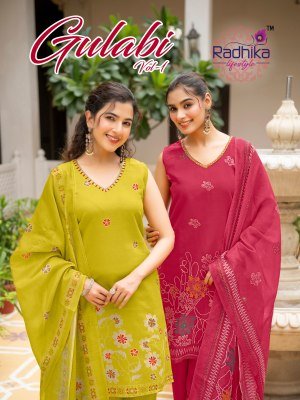 RADHIKA Lifestyle GULABI Vol-1 Vertican Hand Work Top Palazzo Dupatta Set 