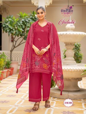 RADHIKA Lifestyle GULABI Vol-1 Vertican Hand Work Top Palazzo Dupatta Set Fancy Palazzo suit catalogue