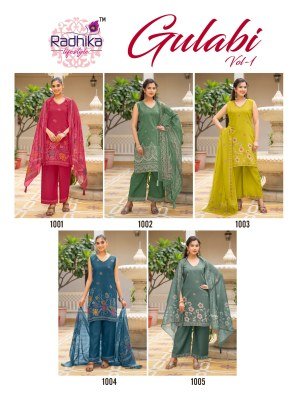RADHIKA Lifestyle GULABI Vol-1 Vertican Hand Work Top Palazzo Dupatta Set Fancy Palazzo suit catalogue