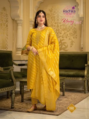 RADHIKA Lifestyle RANG Vol-2 Dola Silk Jacquard Lehriya 3-Piece Set kurti pant with dupatta Catalogs