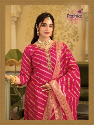 RADHIKA Lifestyle RANG Vol-2 Dola Silk Jacquard Lehriya 3-Piece Set kurti pant with dupatta Catalogs