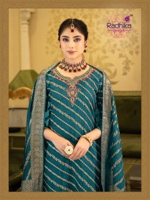 RADHIKA Lifestyle RANG Vol-2 Dola Silk Jacquard Lehriya 3-Piece Set kurti pant with dupatta Catalogs