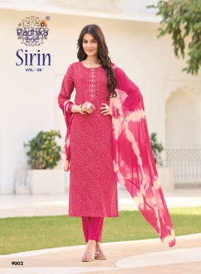 RADHIKA Lifestyle SIRIN Vol-9 Vertican Foil Print 3-Piece Suit Set kurti pant with dupatta Catalogs