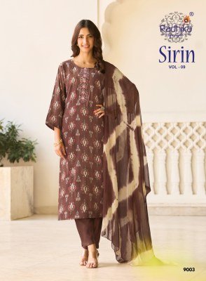 RADHIKA Lifestyle SIRIN Vol-9 Vertican Foil Print 3-Piece Suit Set kurti pant with dupatta Catalogs
