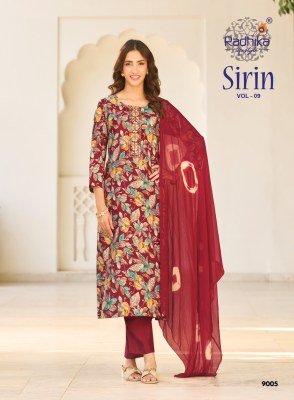 RADHIKA Lifestyle SIRIN Vol-9 Vertican Foil Print 3-Piece Suit Set kurti pant with dupatta Catalogs