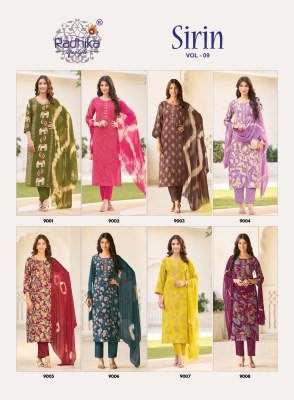 RADHIKA Lifestyle SIRIN Vol-9 Vertican Foil Print 3-Piece Suit Set kurti pant with dupatta Catalogs