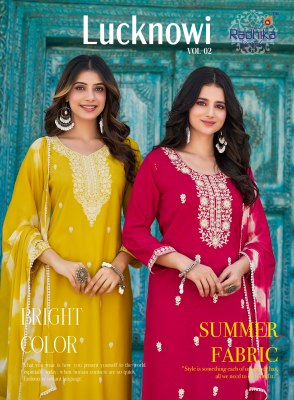 RADHIKA lifestyle Lucknowi Vol 2 Top bottom dupptta Summer Collection   wholesale catalogs
