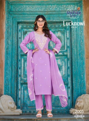 RADHIKA lifestyle Lucknowi Vol 2 Top bottom dupptta Summer Collection   kurtis catalogs