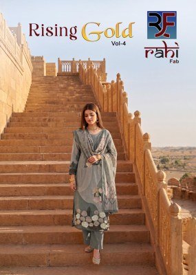 RAHI FAB RISING GOLD Vol-4 Cotton Organic Print Gold Hand Work Dress Material wholesale catalogs