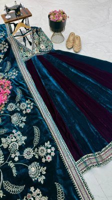 RASHMIKA ZC-SERIES Premium Designer Velvet 3 Piece Party Wear Gown Set fancy Anarkali suit catalogs