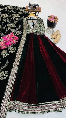 RASHMIKA ZC-SERIES Premium Designer Velvet 3 Piece Party Wear Gown Set fancy Anarkali suit catalogs