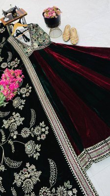 RASHMIKA ZC-SERIES Premium Designer Velvet 3 Piece Party Wear Gown Set fancy Anarkali suit catalogs