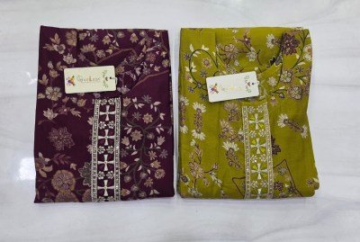 REWA Series Vatican Print Suit with Embroidery and Chanderi Sequence Dupatta kurti pant with dupatta Catalogs