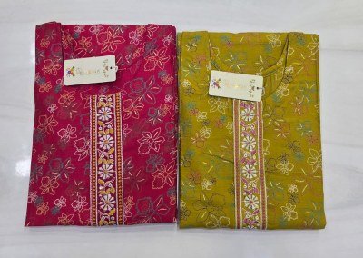 REWA Series Vatican Print Suit with Embroidery and Chanderi Sequence Dupatta kurti pant with dupatta Catalogs