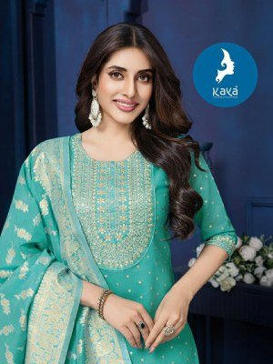 Kaya Kurti Vieeni Chanderi Jaquard Readymade Suit Catalogue Pcs Wholeasale Rate  kurti pant with dupatta Catalogs