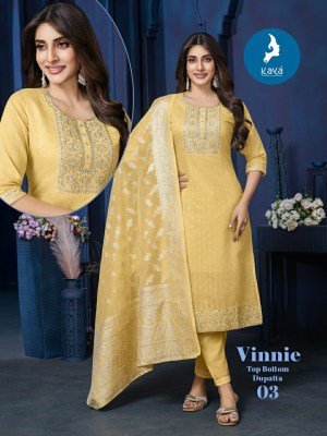 Kaya Kurti Vieeni Chanderi Jaquard Readymade Suit Catalogue Pcs Wholeasale Rate  kurti pant with dupatta Catalogs