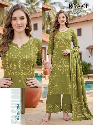 RIYA 22KG Rayon-to-Rayon 3-Piece Printed Concept Suit Set Size wise Combo Set