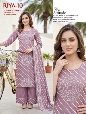 RIYA 22KG Rayon-to-Rayon 3-Piece Printed Concept Suit Set Size wise Combo Set