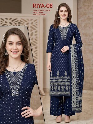 RIYA 22KG Rayon-to-Rayon 3-Piece Printed Concept Suit Set Size wise Combo Set