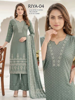 RIYA 22KG Rayon-to-Rayon 3-Piece Printed Concept Suit Set Size wise Combo Set