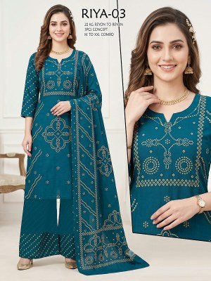 RIYA 22KG Rayon-to-Rayon 3-Piece Printed Concept Suit Set Size wise Combo Set