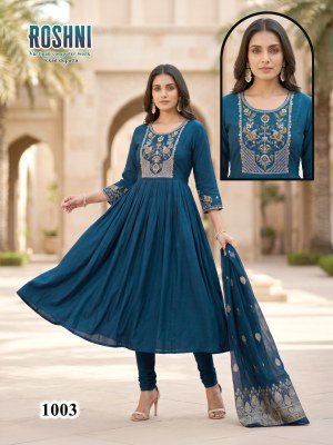 ROSHNI Designer 3 Piece Suit Set Heavy Dupatta readymade suit catalogs