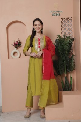 Raashi by Rajnandini traditional kurta bottom and dupatta set at low rate readymade suit catalogs