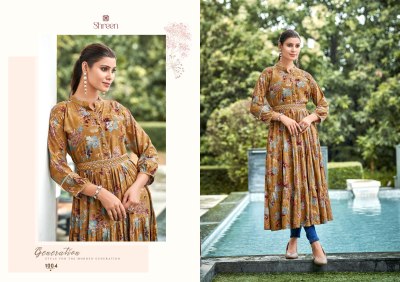 Raashi vol 11 by Shreen reyon Flaired embroidered kurti catalogue at amaviexpo kurtis catalogs