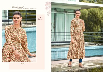 Raashi vol 11 by Shreen reyon Flaired embroidered kurti catalogue at amaviexpo kurtis catalogs