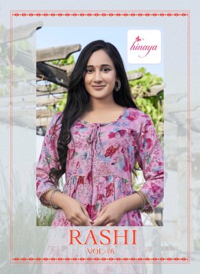 Raashi vol 16 by Hinaya trendy rayon flared kurti catalogue at affordable rate kurtis catalogs