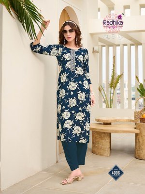 Radhika Alisha Vol 4 Liva Reyon Kurti Fabrics  Printed And Embroidered Work wholesale kurtis catalogs