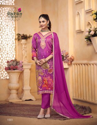 Radhika Life Style Aanchal Vol 1 Tissue Schimmer Silk Suit with Digital Jacquard Print And Heavy Santoon Pant Chiffon Jacquard Lace Dupatta Wholesale kurtis catalogs