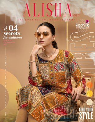 Radhika Lifestyle Alisha Vol 3 LIVA Certified Rayon Printed Kurti Fabric with Designer Work Wholesale Radhika Lifestyle