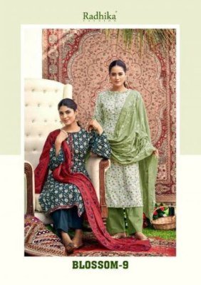 Azara Blossom 9 Unstitched Cotton Top with Lace Work  Full Embroidered Dupatta And Pure Rayon Bottom Wholesale dress material catalogs