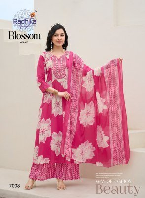 Radhika Lifestyle Blossom Vol 7 Cotton Embroidered Top with Plazo Pant And Dupatta Set Wholesale kurtis catalogs