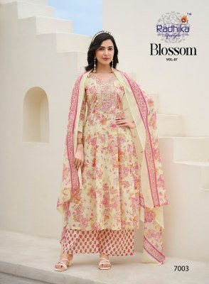 Radhika Lifestyle Blossom Vol 7 Cotton Embroidered Top with Plazo Pant And Dupatta Set Wholesale kurtis catalogs