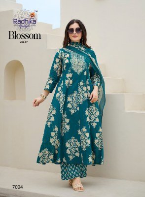 Radhika Lifestyle Blossom Vol 7 Cotton Embroidered Top with Plazo Pant And Dupatta Set Wholesale kurtis catalogs