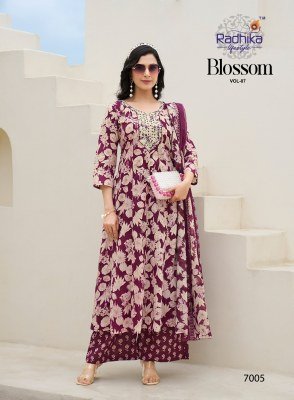 Radhika Lifestyle Blossom Vol 7 Cotton Embroidered Top with Plazo Pant And Dupatta Set Wholesale kurtis catalogs