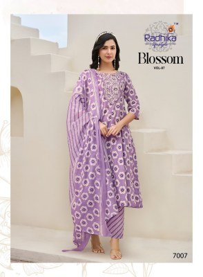 Radhika Lifestyle Blossom Vol 7 Cotton Embroidered Top with Plazo Pant And Dupatta Set Wholesale kurtis catalogs