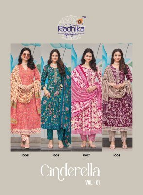 Radhika Lifestyle Cinderella Vol 1 Designer Anarkali Suit Top Heavy Pure Cotton with Embroidery, Pant And Dupatta Wholesale kurtis catalogs